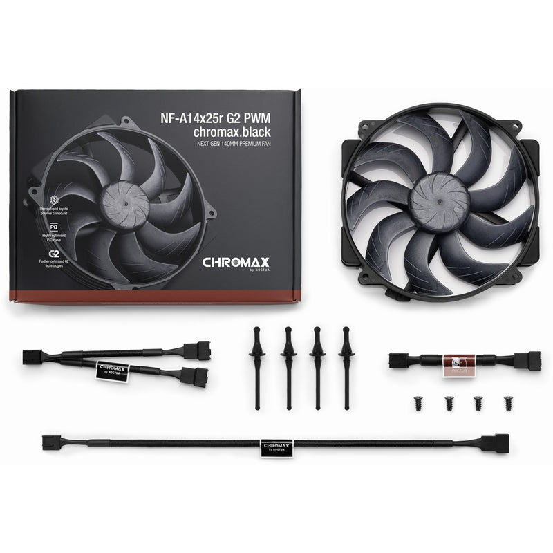Afbeelding laden in galerijviewer, Noctua nf-a14x25r g2 pwm chromax.black case fan (zwart, 140 x 140 x 25 mm)
