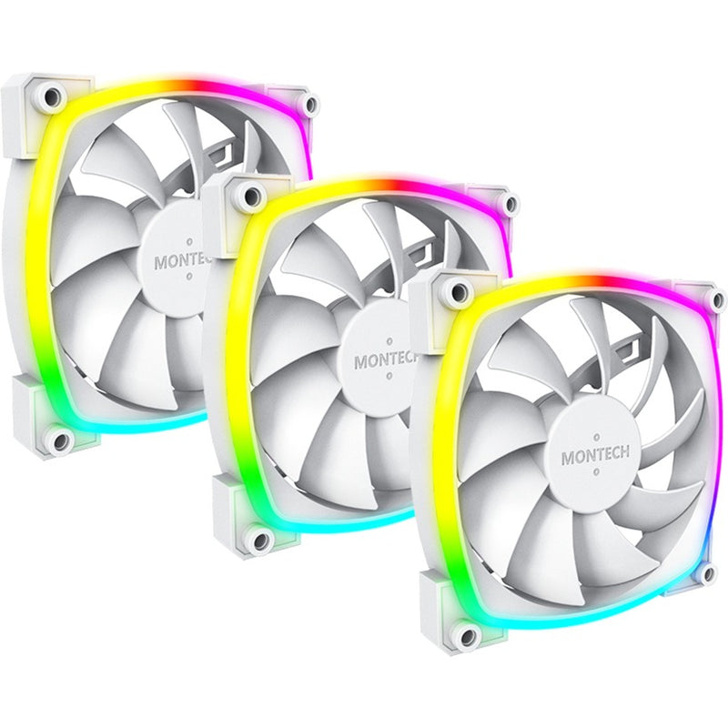 Afbeelding laden in galerijviewer, Montech ax120 fan pwm 3-pack rgb case fans (wit, 3 stuks, 120 x 120 x 25 mm)
