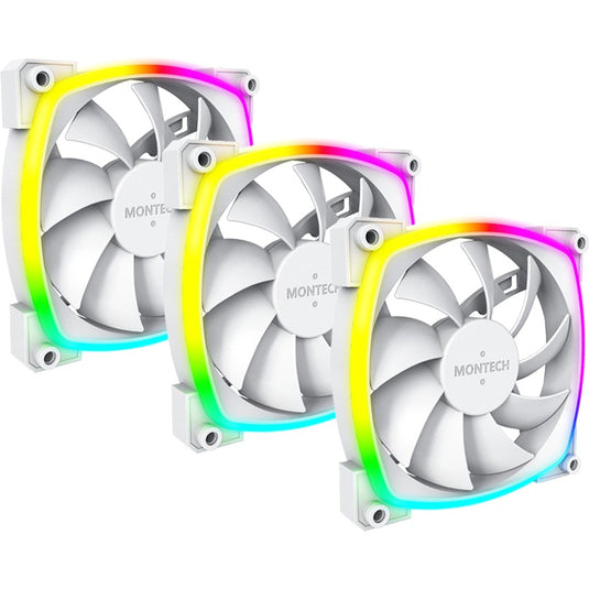 Montech ax120 fan pwm 3-pack rgb case fans (wit, 3 stuks, 120 x 120 x 25 mm)