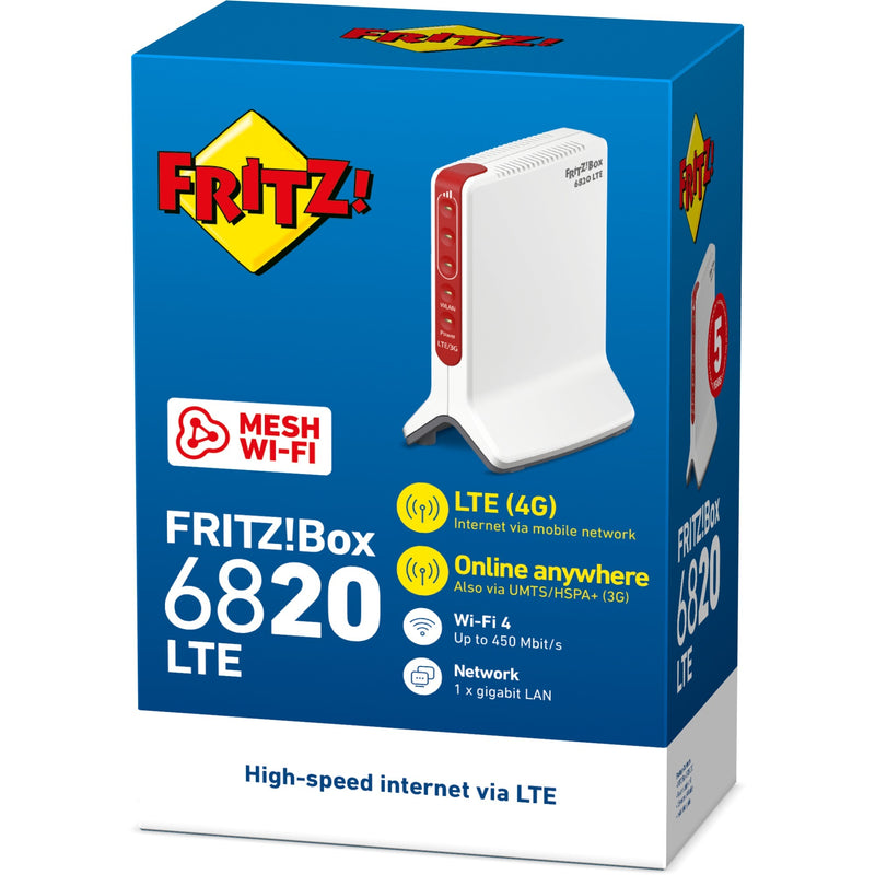 Afbeelding laden in galerijviewer, Fritz! box 6820 lte v3 international wlan lte router (wit rood, 4g (lte), 3g 3g+ (umts hspa+), mesh wi-fi)
