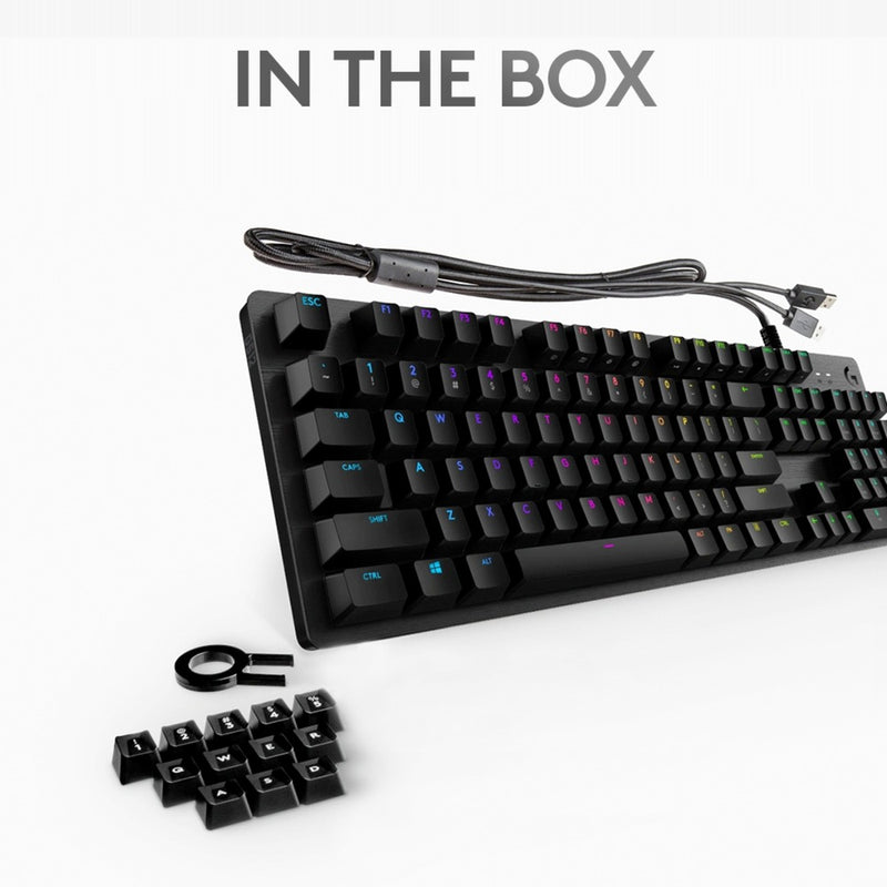 Afbeelding laden in galerijviewer, Logitech g512 carbon lightsync rgb mechanical gaming keyboard (zwart, us-international lay-out (qwerty), gx brown, 100%, rgb leds)
