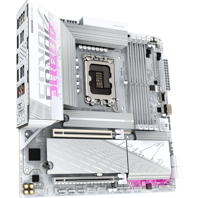 Afbeelding laden in galerijviewer, Gigabyte b860m aorus elite wifi6e ice socket 1851 moederbord (zilver wit, raid, 2.5gb-lan, wi-fi 7, bt, sound, µatx)
