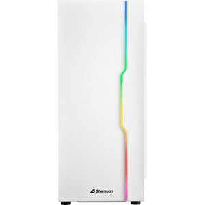 Sharkoon rgb slider midi tower behuizing (wit | 3x usb-a | rgb | tempered glass)