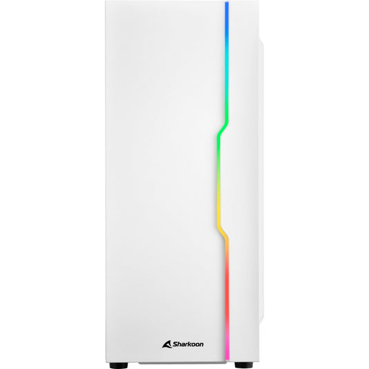 Sharkoon rgb slider midi tower behuizing (wit | 3x usb-a | rgb | tempered glass)