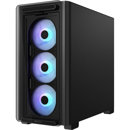 Asus a23 plus mini tower behuizing (zwart | 2x usb-a | 1x usb-c | rgb | tempered glass)