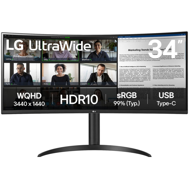 Afbeelding laden in galerijviewer, Lg ultrawide 34wr50qk-b 34 curved monitor (zwart, 2x hdmi, displayport)
