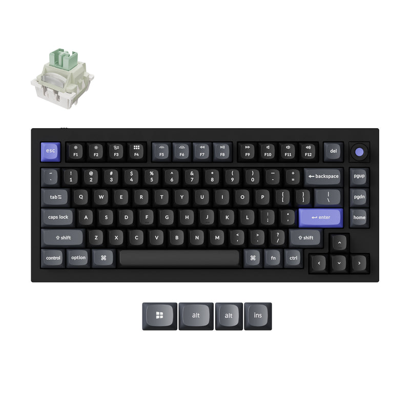 Afbeelding laden in galerijviewer, Keychron q1 he 8k magnetic switch keyboard (zwart, us lay-out (qwerty), ultra-fast lime, 75%, rgb, hot swap, 8k)
