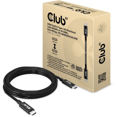Club 3d usb-c 4 gen 3x2 kabel (zwart, 3 meter)