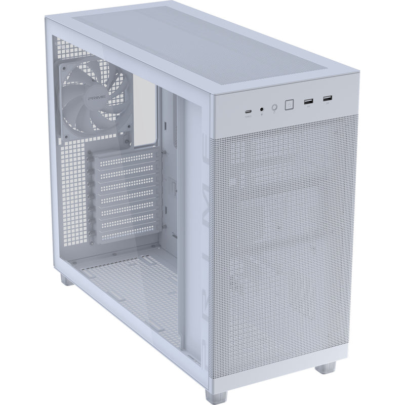 Afbeelding laden in galerijviewer, Asus prime ap303 - tempered glass panel midi tower behuizing (wit | 2x usb-a | 1x usb-c | tempered glass)
