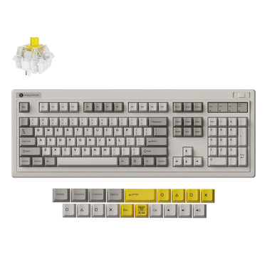 Keychron r6-m4 qmk wireless mechanical keyboard (grijs, us lay-out (qwerty), super banana, 100%, rgb, cherry pbt, hot swap, 2.4 ghz bluetooth 5.3 usb-c)