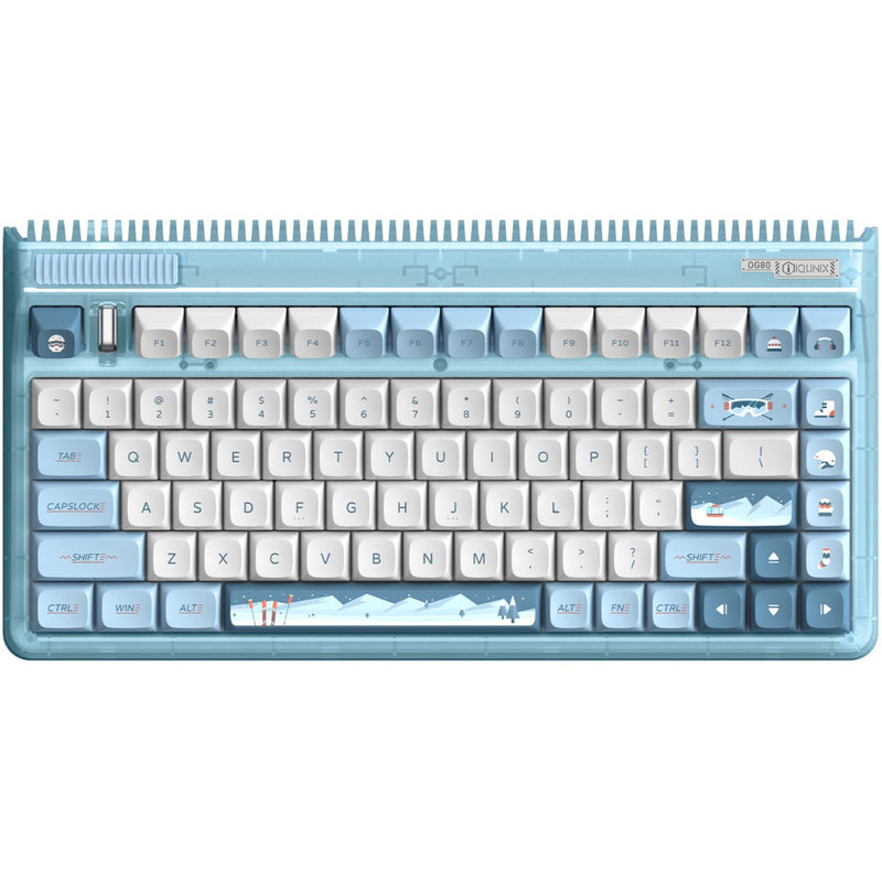 Afbeelding laden in galerijviewer, Iqunix og80 wintertide wireless mechanical keyboard (lichtblauw, us lay-out (qwerty), iqunix moonstone, 80% (tkl), rgb leds, hot-swappable, pbt, 2.4ghz | bluetooth 5.1 | usb-c)
