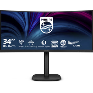 Philips 34b2u3600c 34 curved ultrawide monitor (zwart, 1x displayport, 1x hdmi, 1x usb-c, 4x usb-a, 1x rj-45, 120 hz)