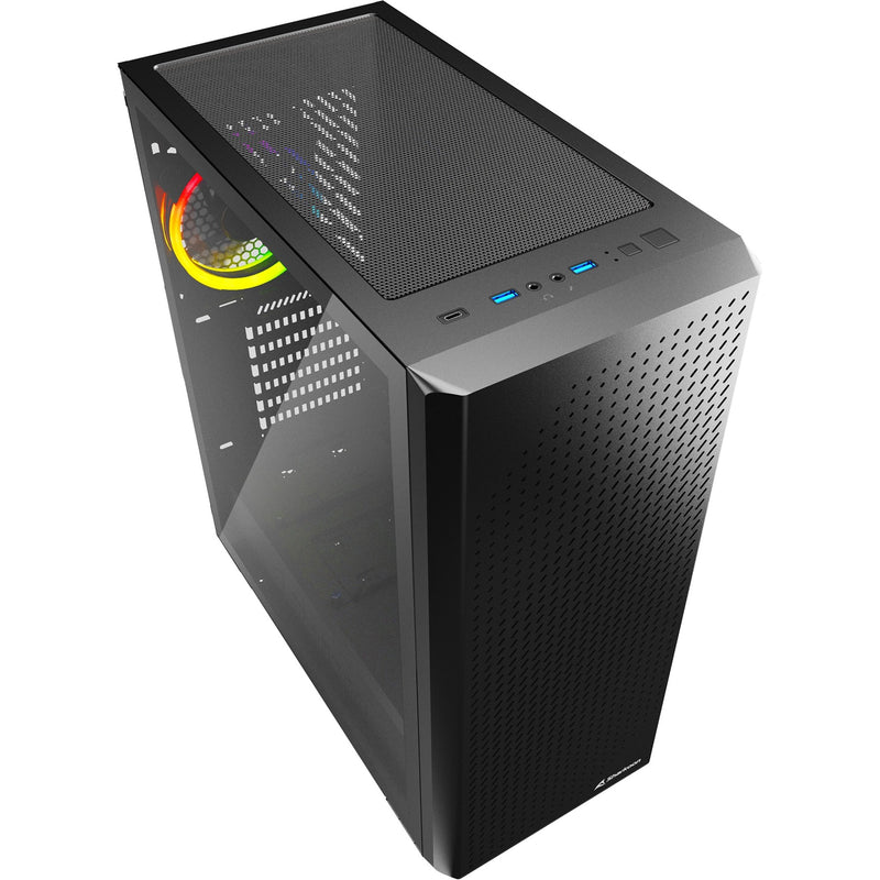 Afbeelding laden in galerijviewer, Sharkoon vs9 rgb black midi tower behuizing (zwart | 2x usb-a | 1x usb-c | rgb | tempered glass)
