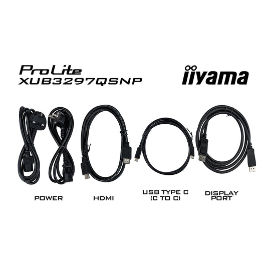 Iiyama prolite xub3297qsnp-b1 32 monitor (zwart, hdmi, 2x displayport, 2x usb-a, 2x usb-c, rj-45)