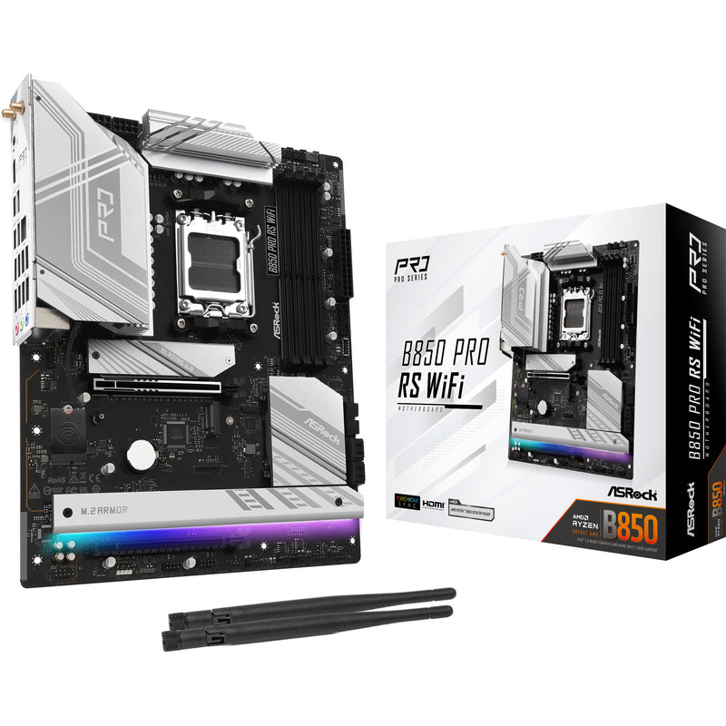 Afbeelding laden in galerijviewer, Asrock b850 pro rs wifi socket am5 moederbord (raid, 2,5gb-lan, wlan, bt, sound, atx)
