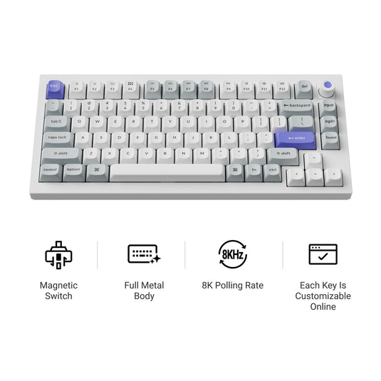 Keychron q1 he 8k magnetic switch keyboard (zwart, us lay-out (qwerty), ultra-fast lime, 75%, rgb, hot swap, 8k)