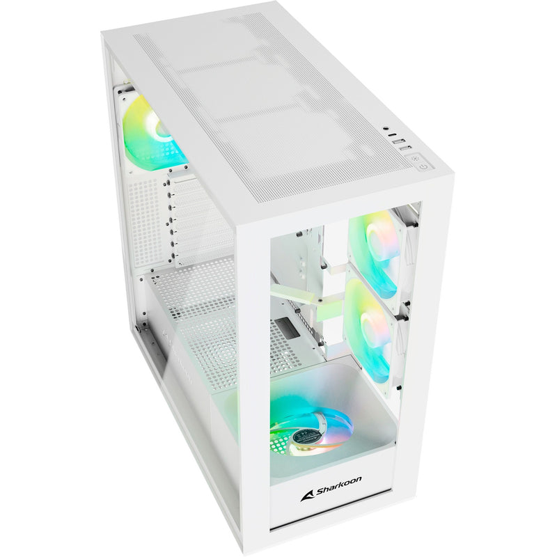 Afbeelding laden in galerijviewer, Sharkoon rebel c60 rgb midi tower behuizing (wit | 2x usb-a | 1x usb-c | rgb | tempered glass)
