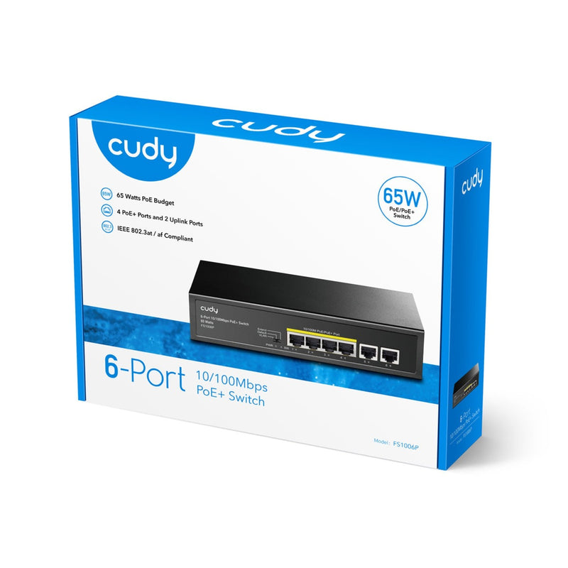 Afbeelding laden in galerijviewer, Cudy 6-port 10 100m poe+ switch (zwart)
