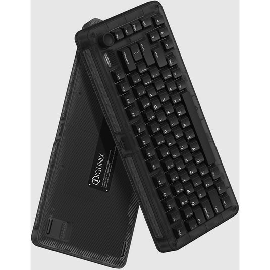 Iqunix zx75 dark side wireless mechanical keyboard (zwart, us lay-out (qwerty), cherry mx red, 75%, rgb leds, hot-swappable, double-shot pbt, 2.4ghz | bluetooth 5.1 | usb-c)