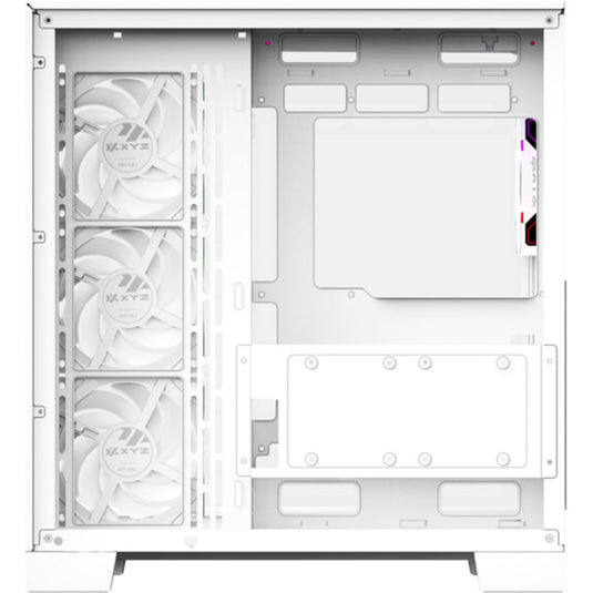 Xyz pc gear tesseract a-rgb midi tower behuizing (wit | 2x usb-a | 1x usb-c | rgb | tempered glass)