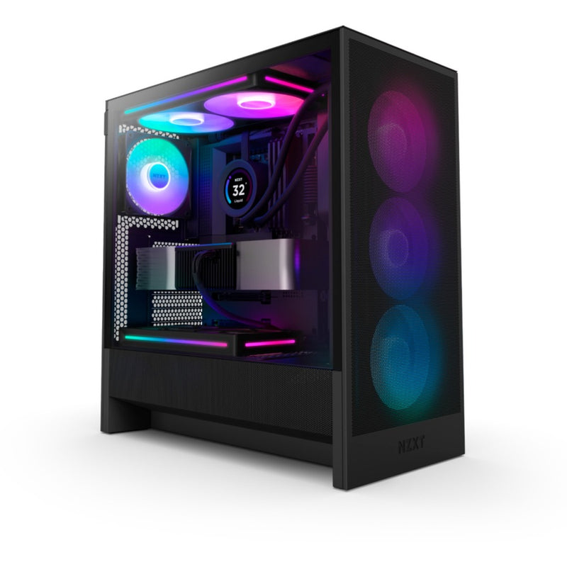 Afbeelding laden in galerijviewer, Nzxt h5 flow rgb v2 midi tower behuizing (zwart | 1x usb-a | 1x usb-c | rgb | tempered glass)
