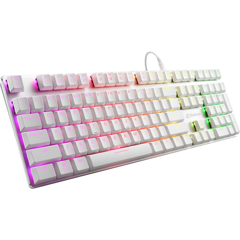 Afbeelding laden in galerijviewer, Sharkoon purewriter rgb mechanisch gaming toetsenbord (wit, us lay-out (qwerty), kailh choc low profile blue, 100%, rgb leds)
