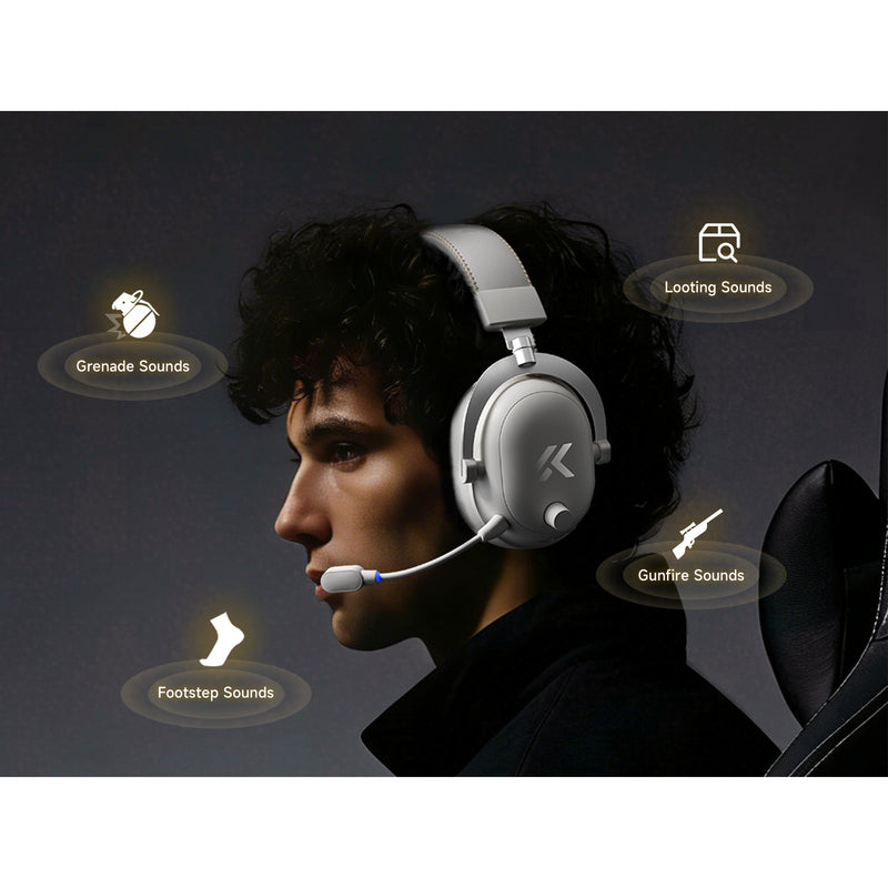 Afbeelding laden in galerijviewer, Mchose v9 turbo+ magnetic wireless over-ear gaming headset (wit zilver, nintendo switch, playstation 4, playstation 5, mobiel, pc, 2.4g bluetooth usb)

