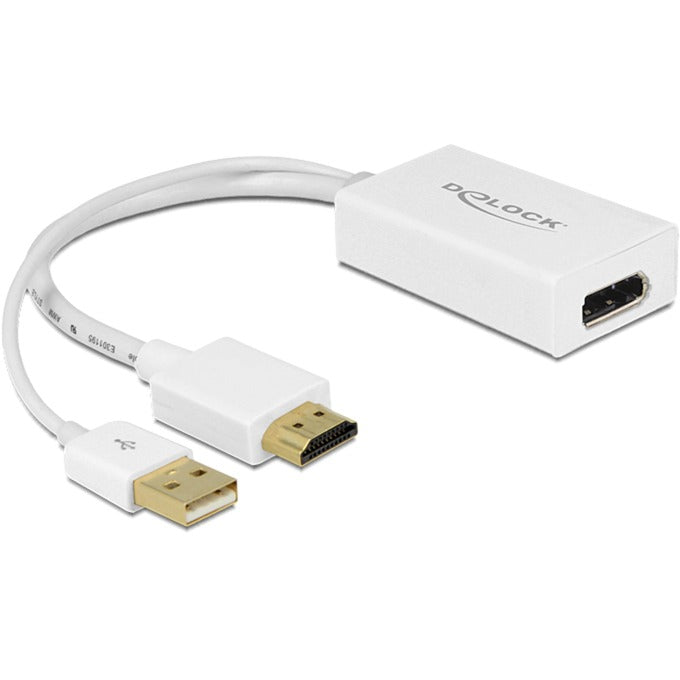 Afbeelding laden in galerijviewer, Delock hdmi-a (male) > displayport 1.2 (female) adapter (wit, 0,245 meter)
