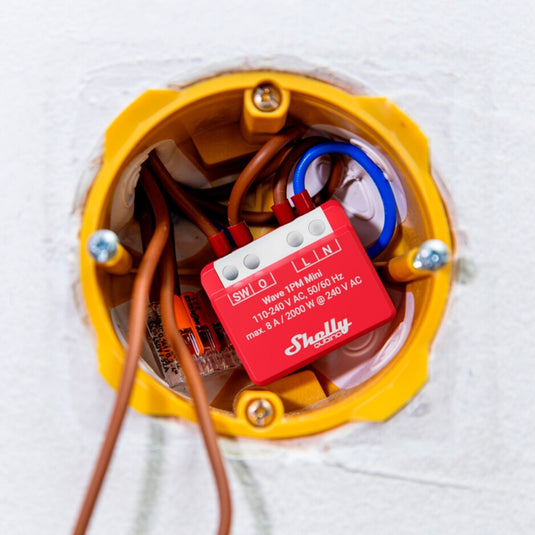 Shelly qubino wave 1pm mini relais (rood wit, 1-kanaals, z-wave)