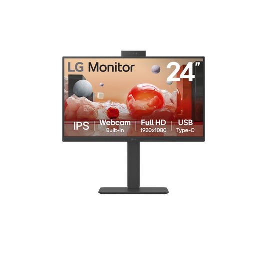 Lg 24ba850 23.8 monitor (zwart, 1x displayport, 1x hdmi, 1x usb-c, 4x usb-a, 1x rj-45, webcam)