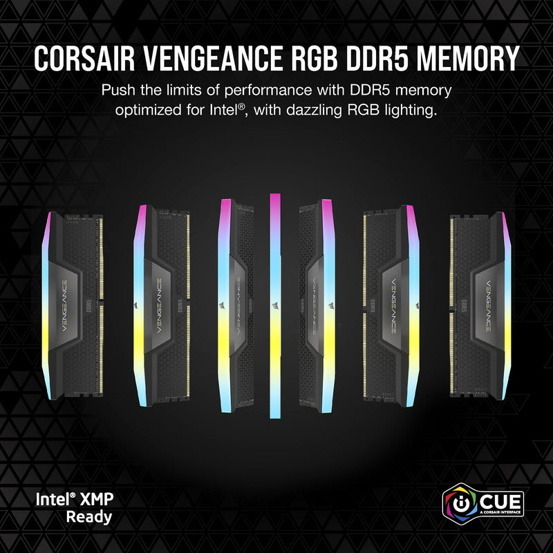 Afbeelding laden in galerijviewer, Corsair vengeance rgb 32 gb ddr5-6000 (2x 16 gb) werkgeheugen (zwart, cmh32gx5m2b6000c38, xmp 3.0)
