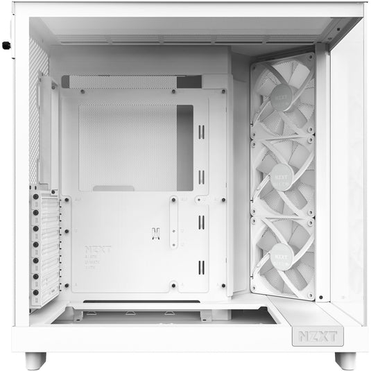 Nzxt h6 flow rgb midi tower behuizing (wit | 2x usb-a | 1x usb-c | rgb | tempered glass)