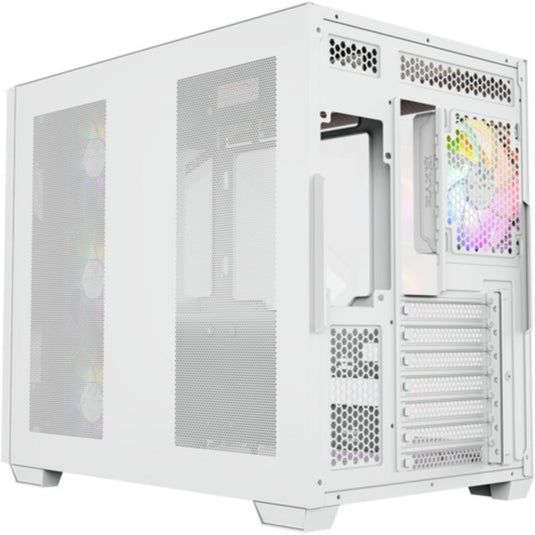 Xyz pc gear qubex midi tower behuizing (wit | 2x usb-a | 1x usb-c | tempered glass)