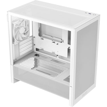 Nzxt h3 flow midi tower behuizing (wit (mat) | 1x usb-a | 1x usb-c | tempered glass)