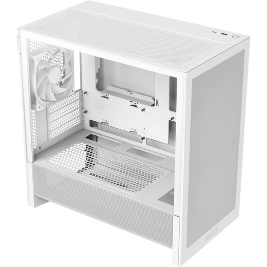 Nzxt h3 flow midi tower behuizing (wit (mat) | 1x usb-a | 1x usb-c | tempered glass)
