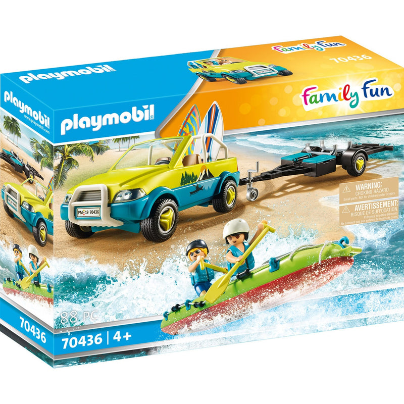Afbeelding laden in galerijviewer, Playmobil family fun - strandwagen met kano's constructiespeelgoed (70436)
