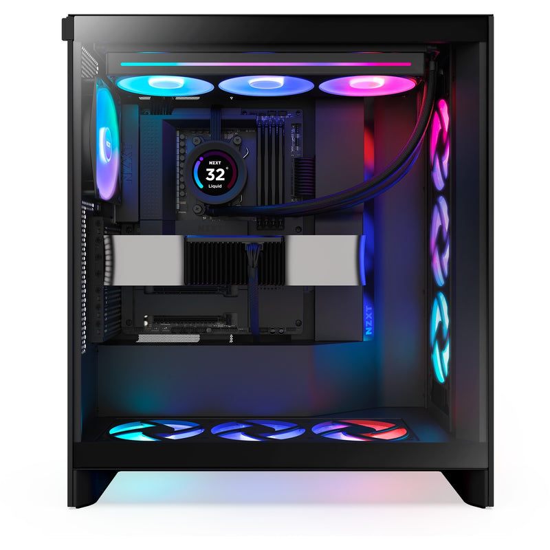Afbeelding laden in galerijviewer, Nzxt h7 flow rgb (2024) midi tower behuizing (zwart | 2x usb-a | 1x usb-c | rgb | tempered glass)
