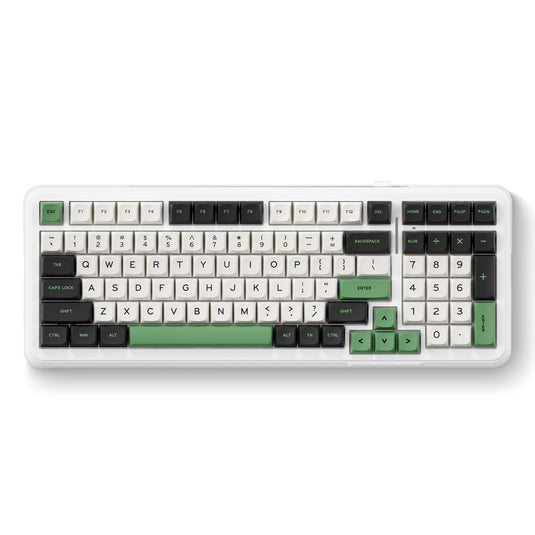 Mchose k99 emerald green hyacinth wireless gasket mount mechanical rgb toetsenbord (wit, us lay-out (qwerty), ktt hyacinth, rgb, hot swap, double-shot pbt, draadloos | bluetooth | usb-c)