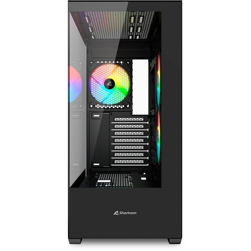 Afbeelding laden in galerijviewer, Sharkoon sk6 argb midi tower behuizing (zwart | 2x usb-a | rgb | tempered glass)
