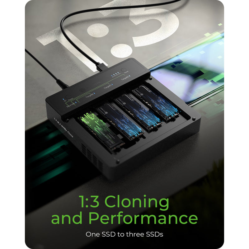 Afbeelding laden in galerijviewer, Icy box ib-4013mcl-c4 4-bays usb4® duplicator (1:3 klonen) dockingstation (zwart)
