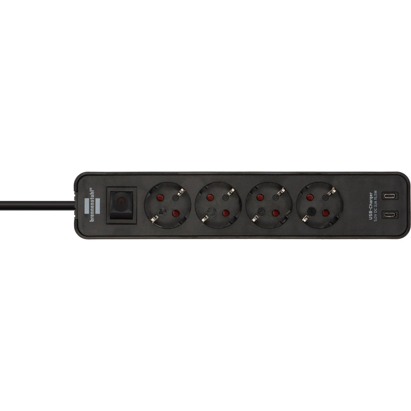 Afbeelding laden in galerijviewer, Brennenstuhl ecolor 4-voudige stekkerdoos met 2 usb-laadaansluitingen stekkerdoos (zwart, 2x usb-c)
