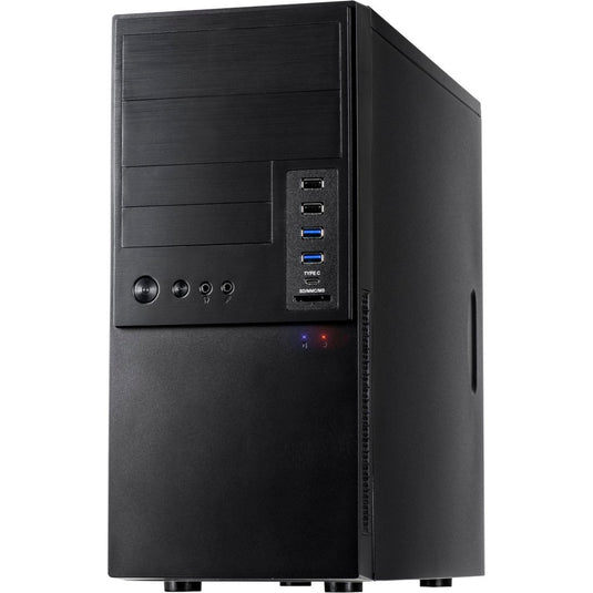Inter-tech it-6865 midi tower behuizing (zwart | 4x usb-a | 1x usb-c)