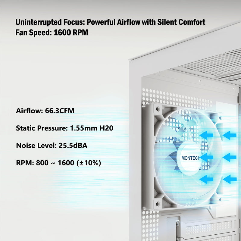 Afbeelding laden in galerijviewer, Montech gf120 argb pwm case fan (wit, 120 x 120 x 25 mm)
