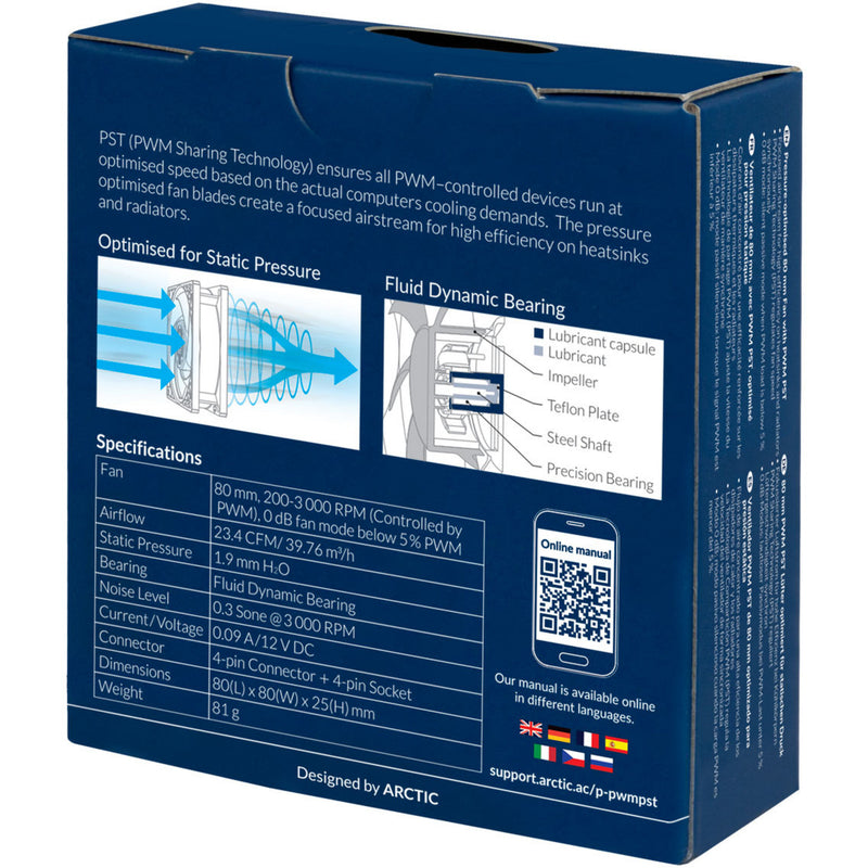 Afbeelding laden in galerijviewer, Arctic p8 pwm pst case fan (zwart, 80 x 80 x 25 mm)
