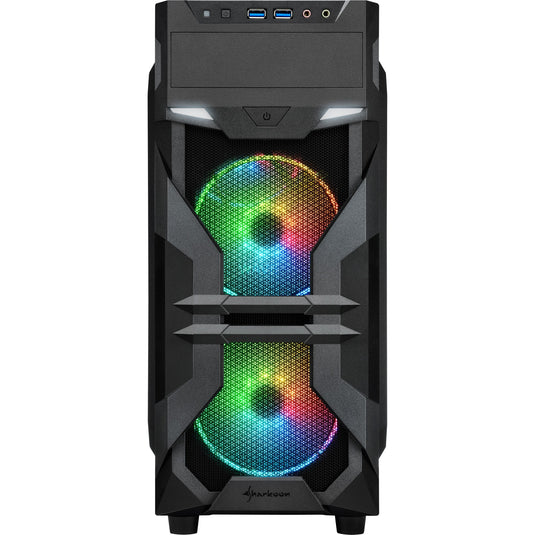 Sharkoon vg7-w rgb midi tower behuizing (zwart | 2x usb-a | rgb | window)