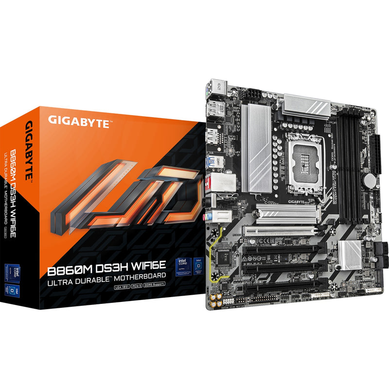 Afbeelding laden in galerijviewer, Gigabyte b860m ds3h wifi6e socket 1851 moederbord (raid, 2.5gb-lan, wi-fi 6e, bt, sound, µatx)
