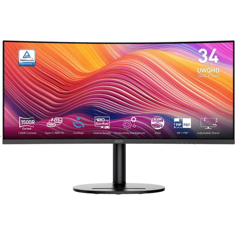 Afbeelding laden in galerijviewer, Msi modern md342cqp 34 ultrawide monitor (zwart, hdmi, displayport, 2x usb-a, usb-b, usb-c)
