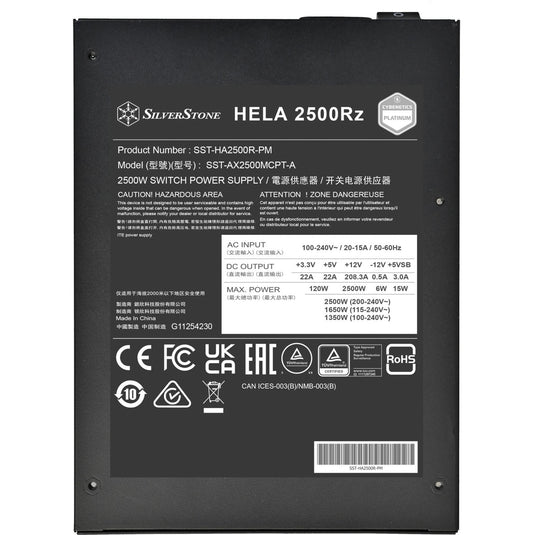 Silverstone hela 2500r 2500 watt voeding (zwart, 4x 12v-2x6, 7x pcie)
