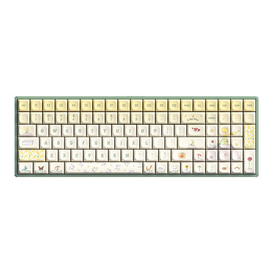 Iqunix f97 floral date rgb mechanisch gaming toetsenbord (groen, us lay-out (qwerty), gateron red, 96%, rgb leds, hot-swappable, pbt, 2.4ghz | bluetooth 5.1 | usb-c)