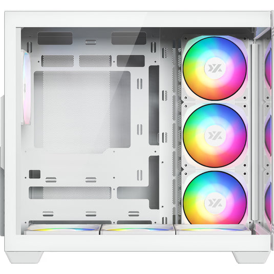 Xyz pc gear tesseract x midi tower behuizing (wit | 2x usb-a | 1x usb-c | tempered glass)